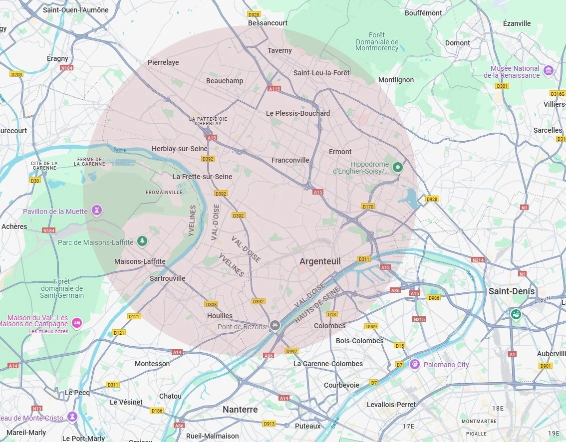 Carte des alentours d'Argenteuil
